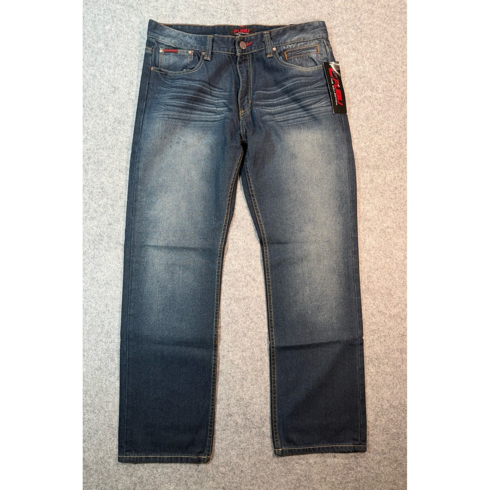 FUBU The Collection Mens Straight Leg Jeans Dark Wash Denim 36x32 NWT Streetwear